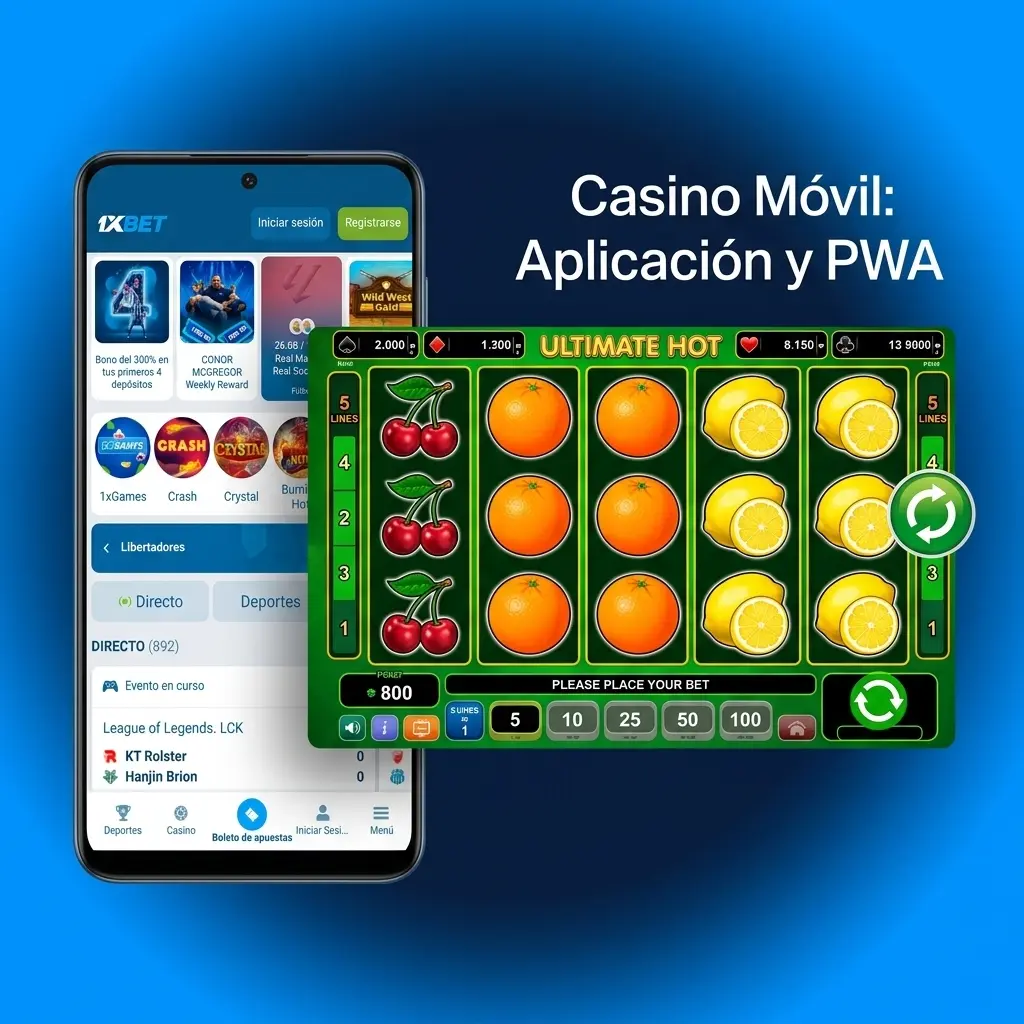 Casino móvil 1xbet: app Android y PWA para tragamonedas y casino en vivo con menor consumo de datos