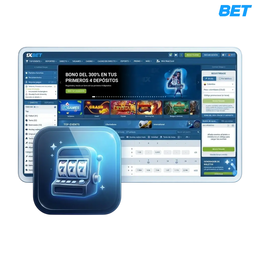 Casino en línea 1xbet Colombia: ruleta, tragamonedas, casino en vivo y bono de bienvenida del 300%