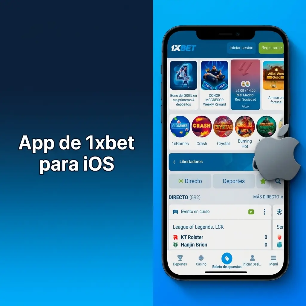App de 1xbet para iOS, compatible con iPhone y iPad, descarga gratuita y carga rápida en menos de 3 segundos.
