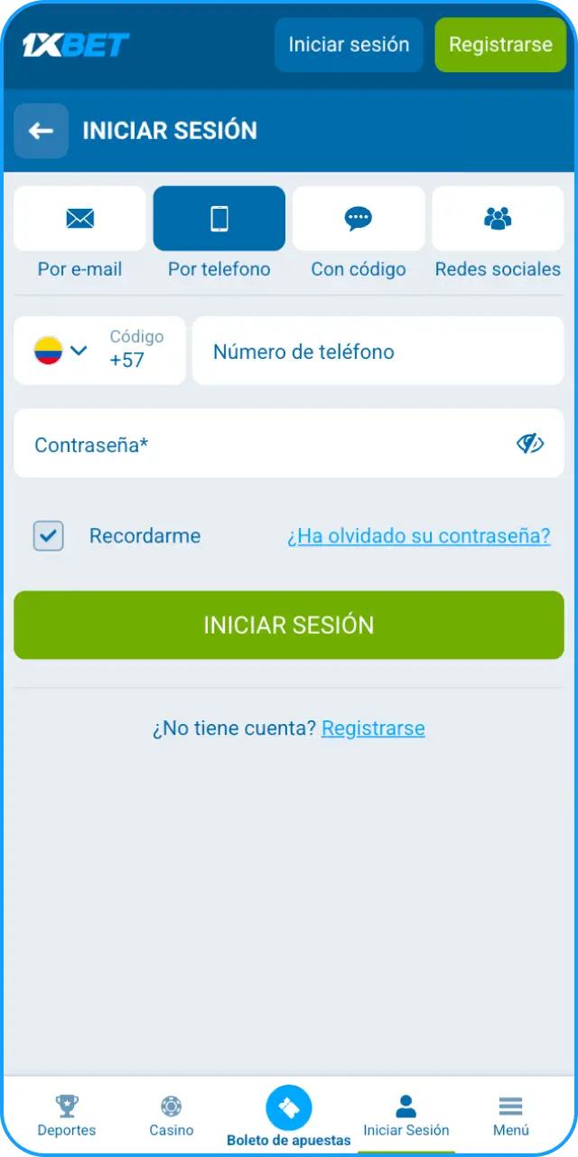 Inicia la App de 1xbet con el archivo APK instalado y empieza a jugar.