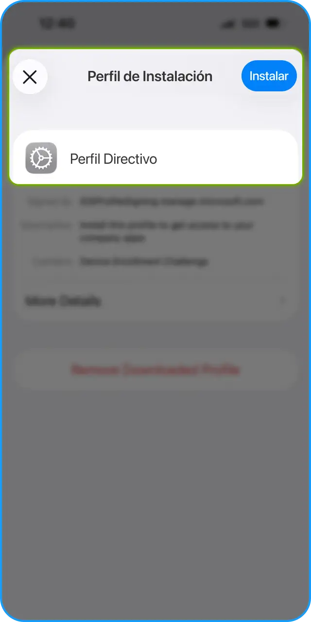 Confirma el perfil para validar la App de 1xbet en tu dispositivo iOS.