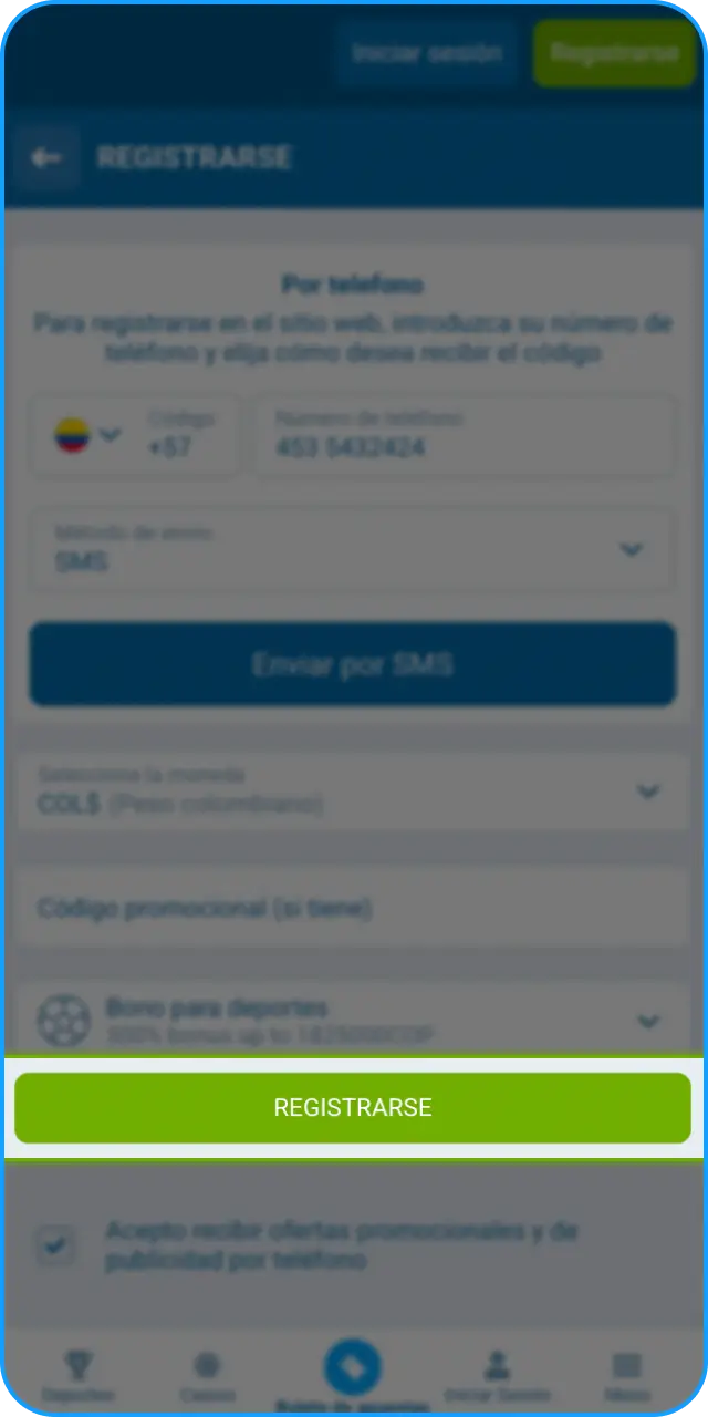 Activa tu cuenta tras el registro en la App de 1xbet y empieza a apostar.