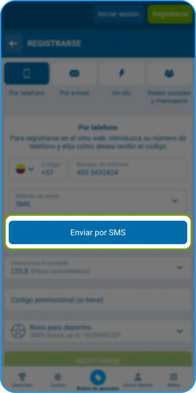 Confirma tu identidad para verificar tu registro en la App de 1xbet.