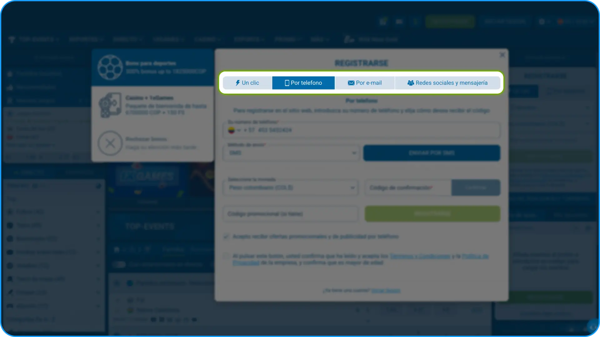 Elige tu método preferido de registro en 1xbet de forma rápida.